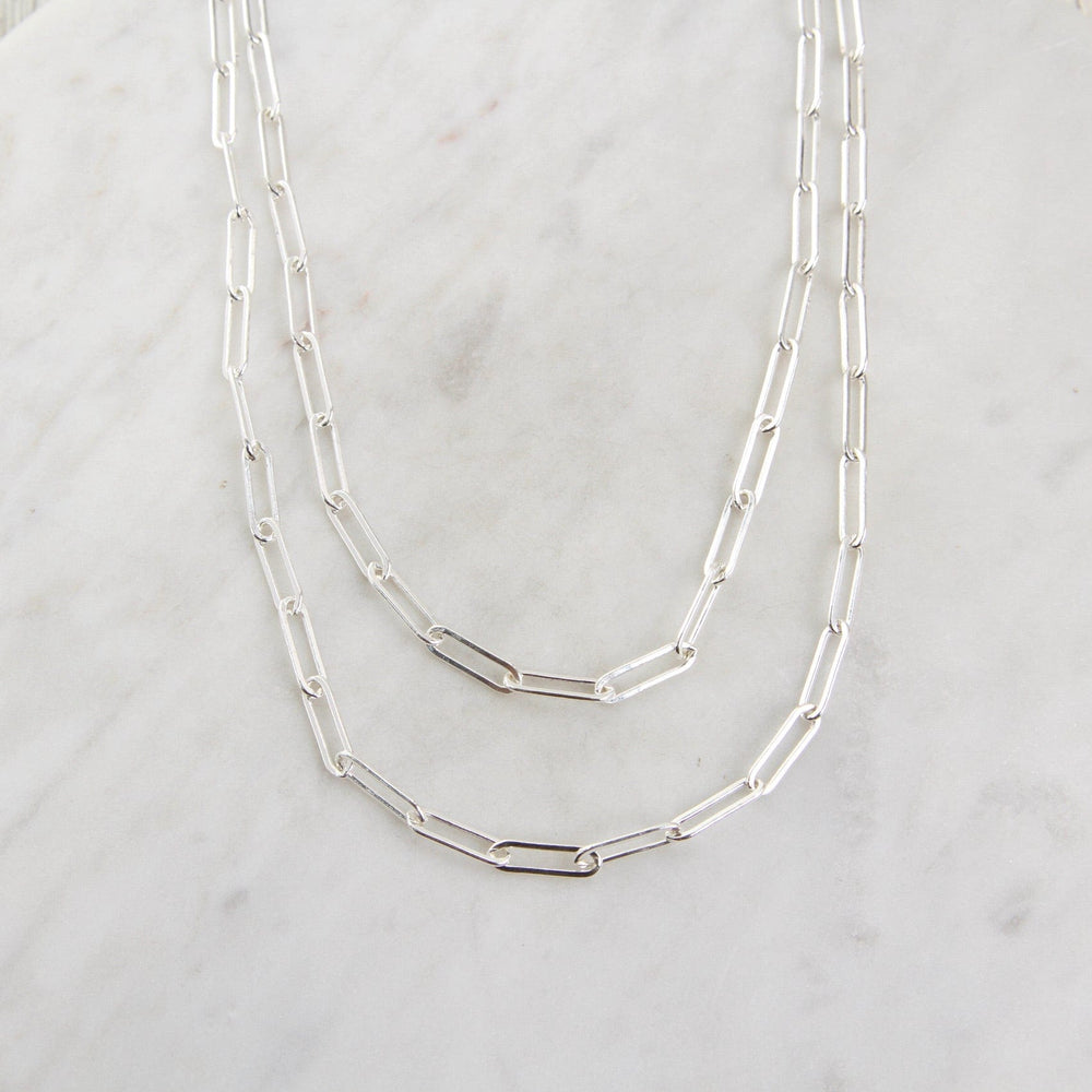 NKL Sterling Silver Double Paperclip Chain Necklace