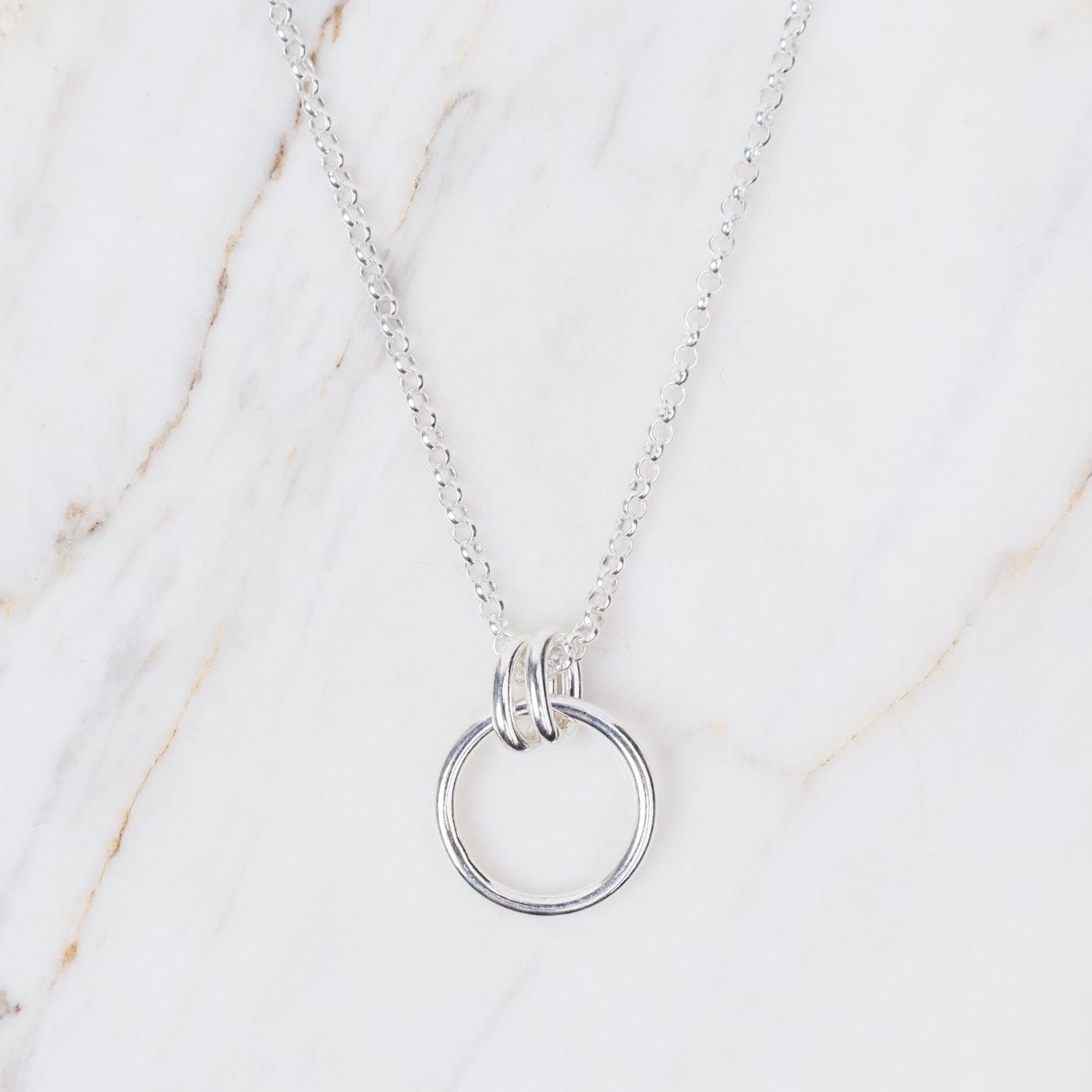 NKL Sterling Silver Double Ring Circle Necklace