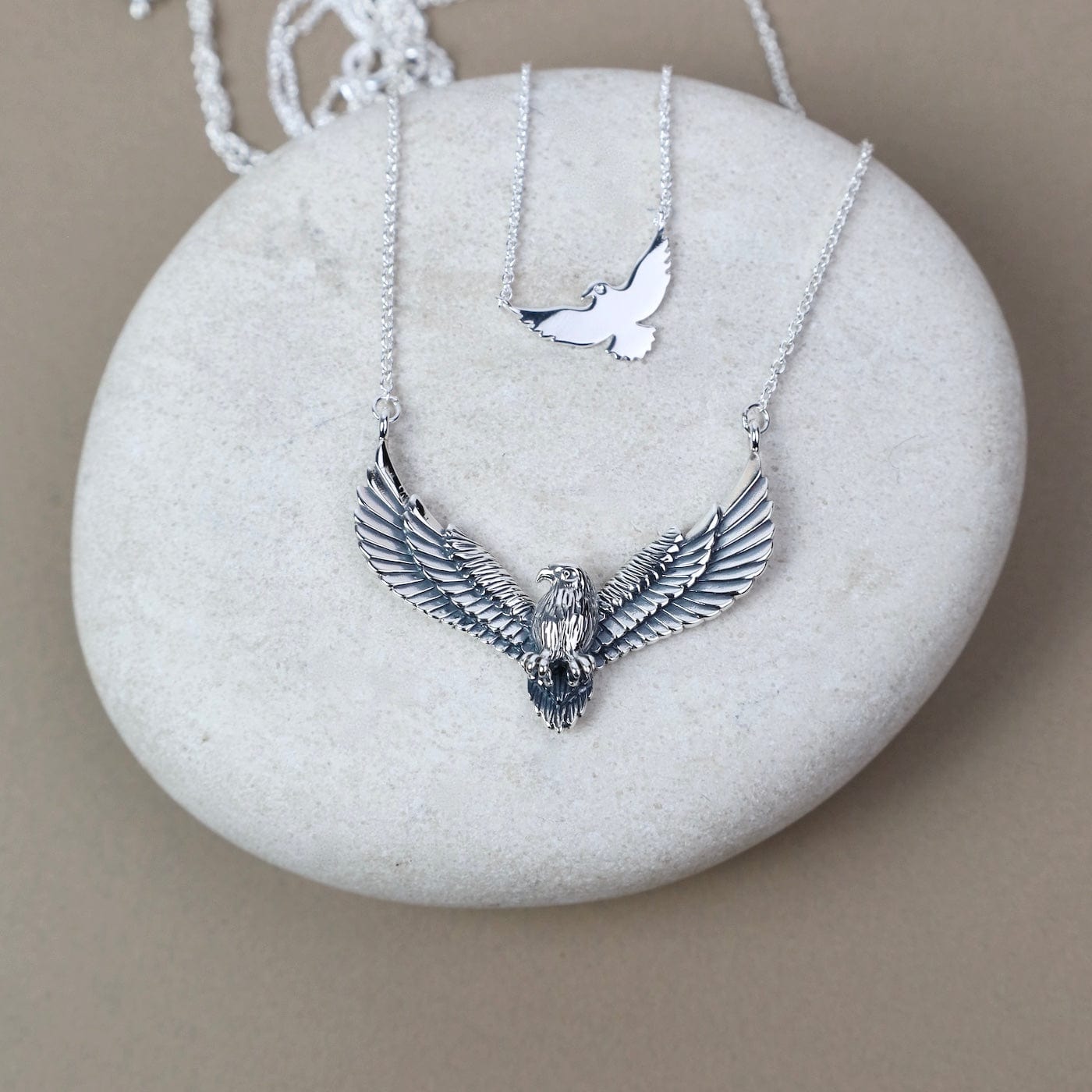 NKL Sterling Silver Eagle on Fine Cable Chain Necklace