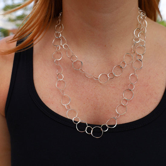 NKL Sterling Silver Flat Link Chain Necklace - 24 Inches