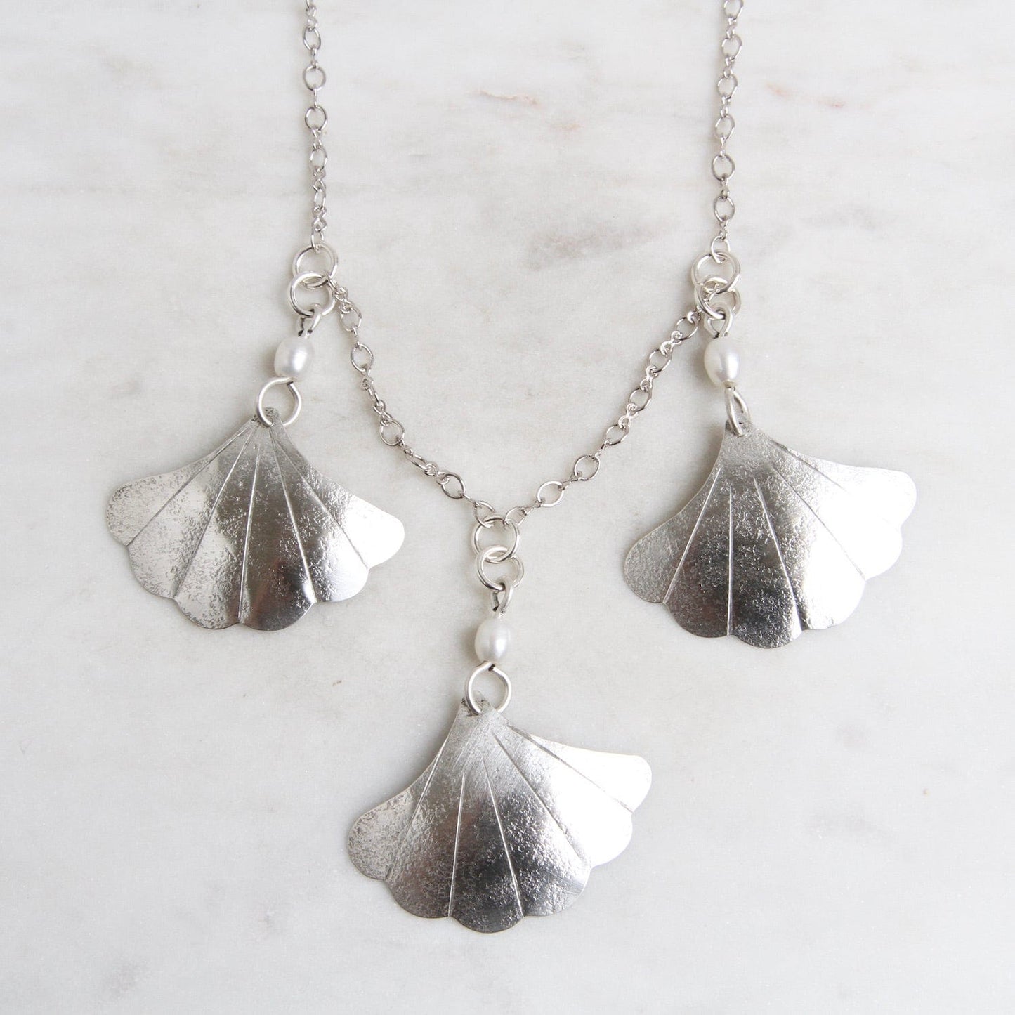 NKL Sterling Silver Fluttering Ginkgo Leaf Necklace