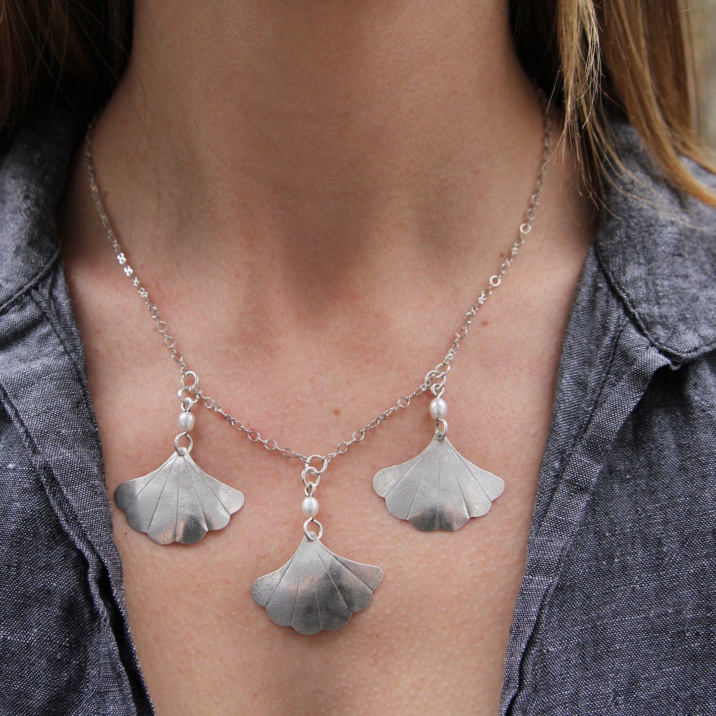 GINKGO NECKLACE | Amos Pewter, Handcrafted in Nova Scotia