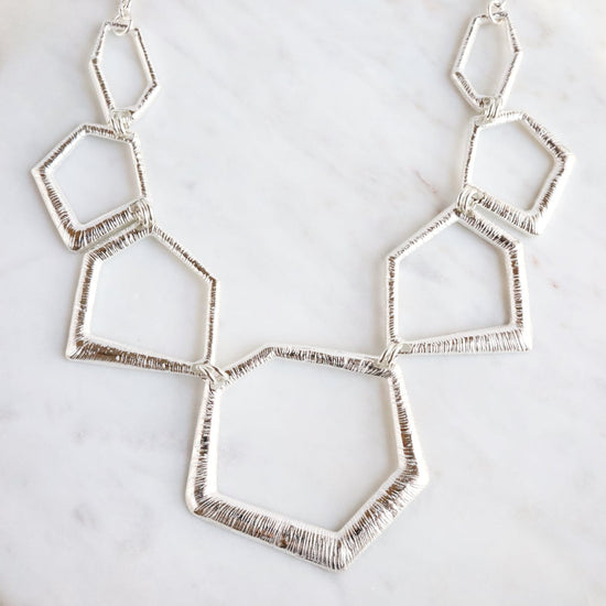 NKL Sterling Silver Graduating Geometric Shapes Necklace