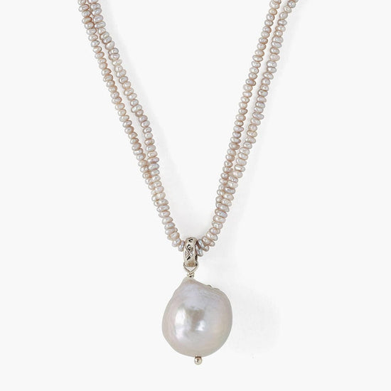 NKL Sterling Silver Grey Pearl Necklace