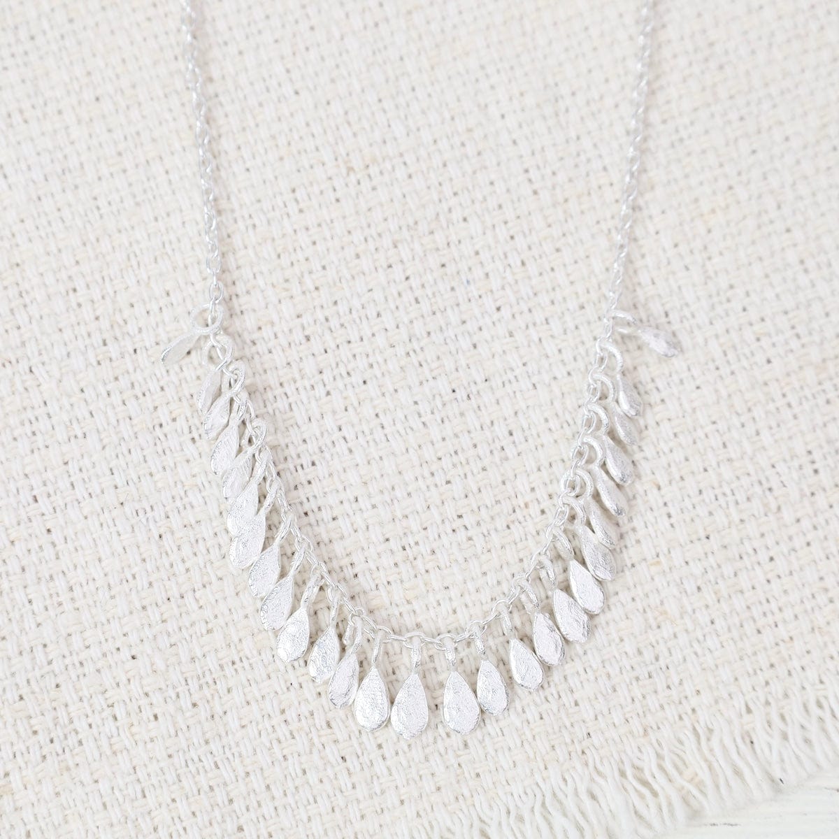 NKL Sterling Silver Hammered Fringe Necklace