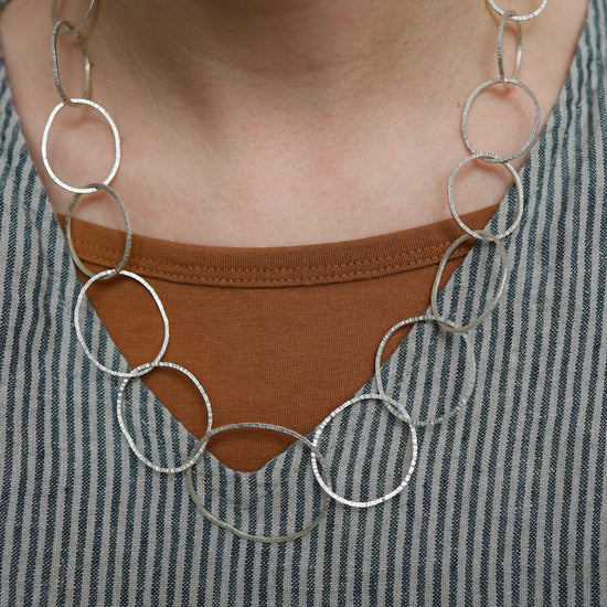 NKL Sterling Silver Handmade Oval Chain Necklace