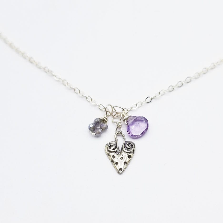 
                      
                        NKL Sterling Silver Heart & Stone Charm Necklace
                      
                    