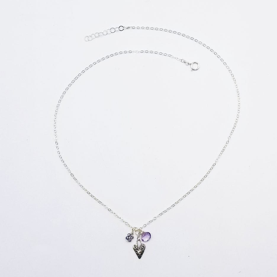 
                      
                        NKL Sterling Silver Heart & Stone Charm Necklace
                      
                    