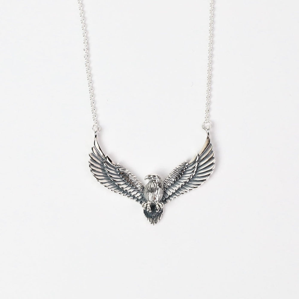 NKL Sterling Silver Large Eagle on Cable Chain Necklace