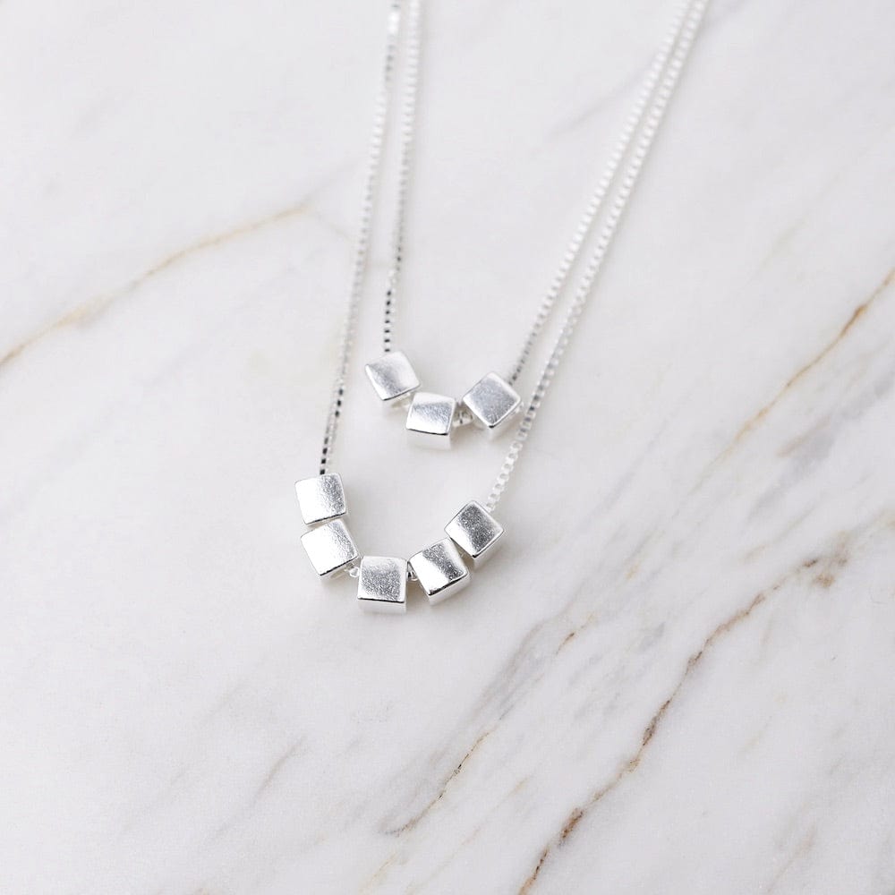 NKL Sterling Silver Layered Cubes Necklace