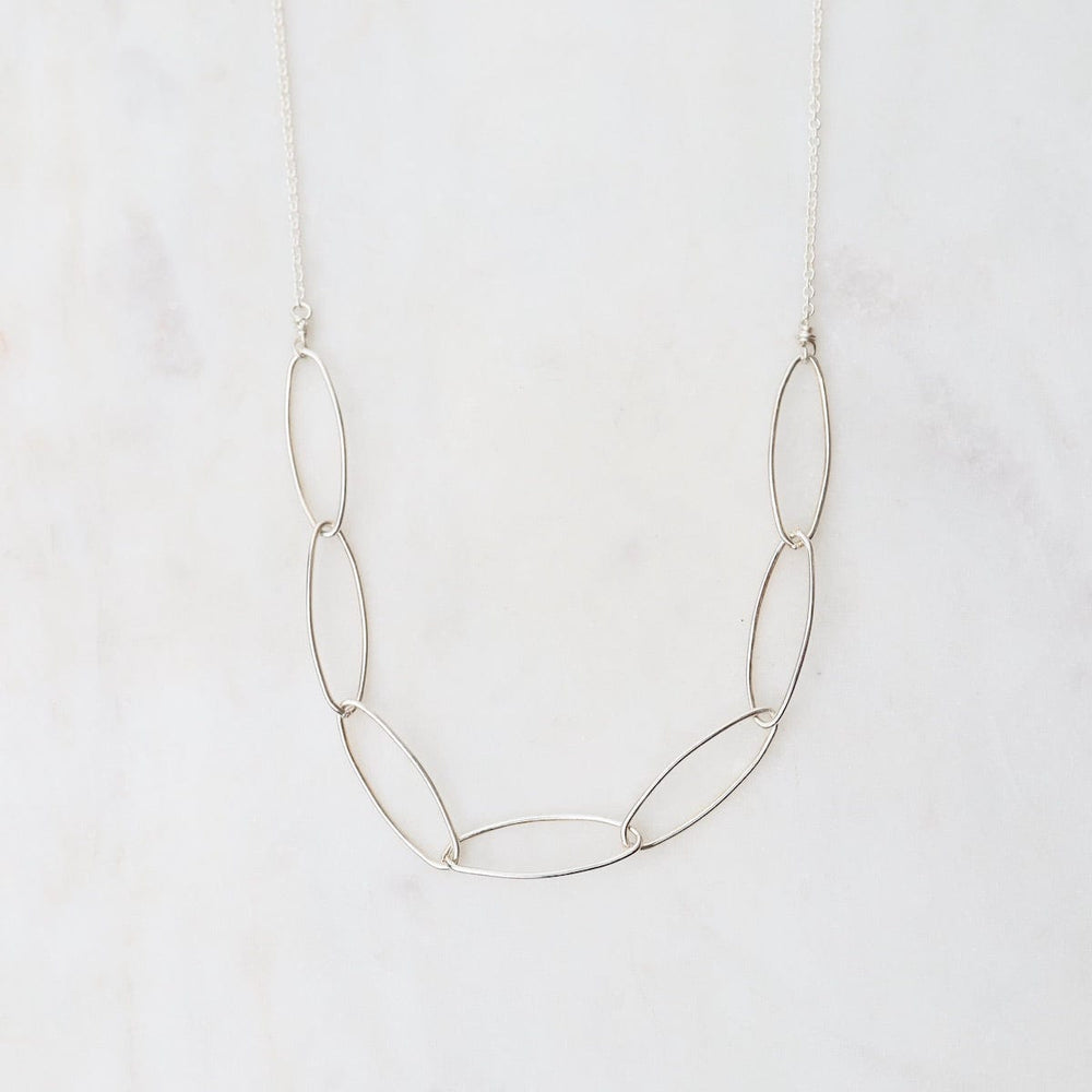 NKL Sterling Silver Marquise Link Necklace