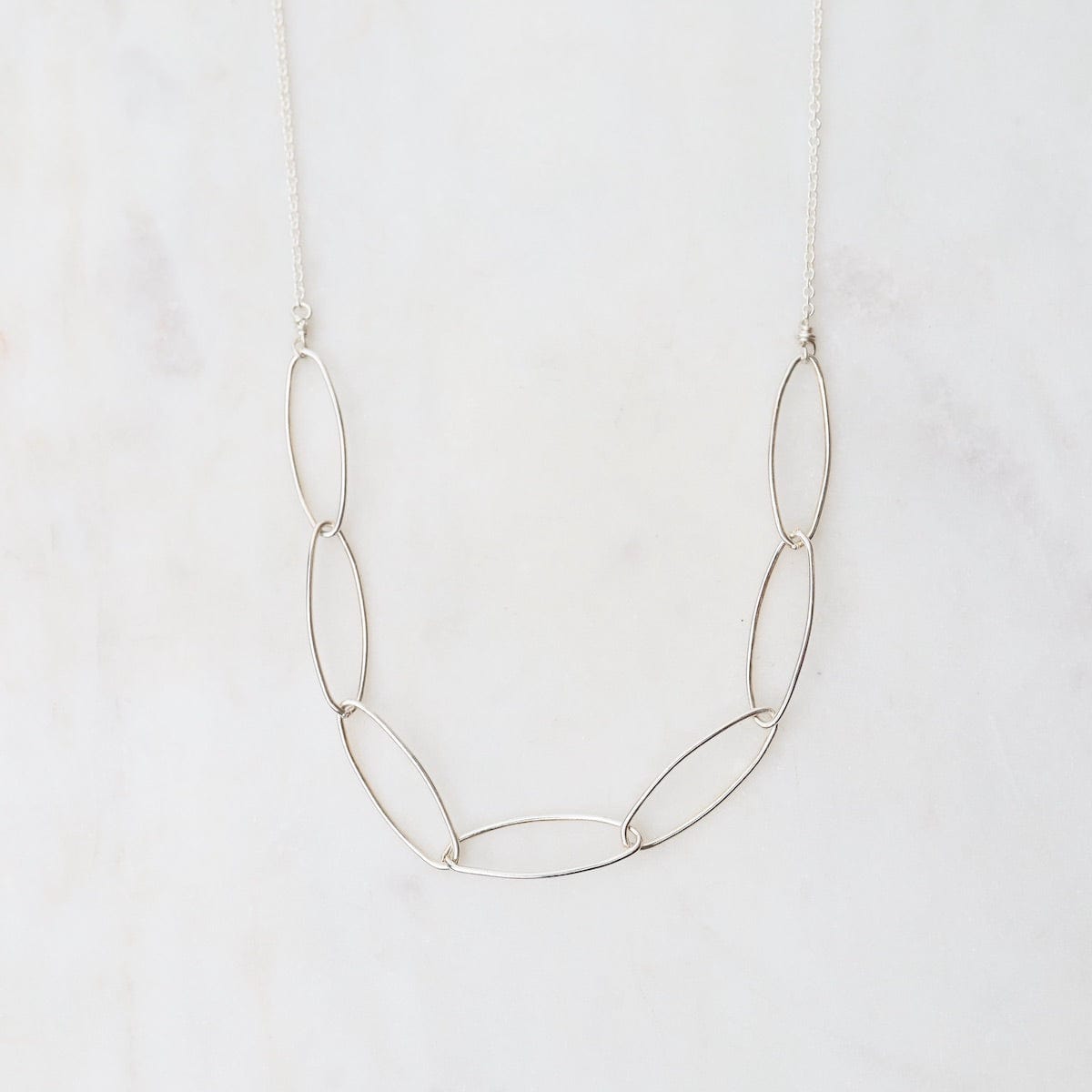 NKL Sterling Silver Marquise Link Necklace