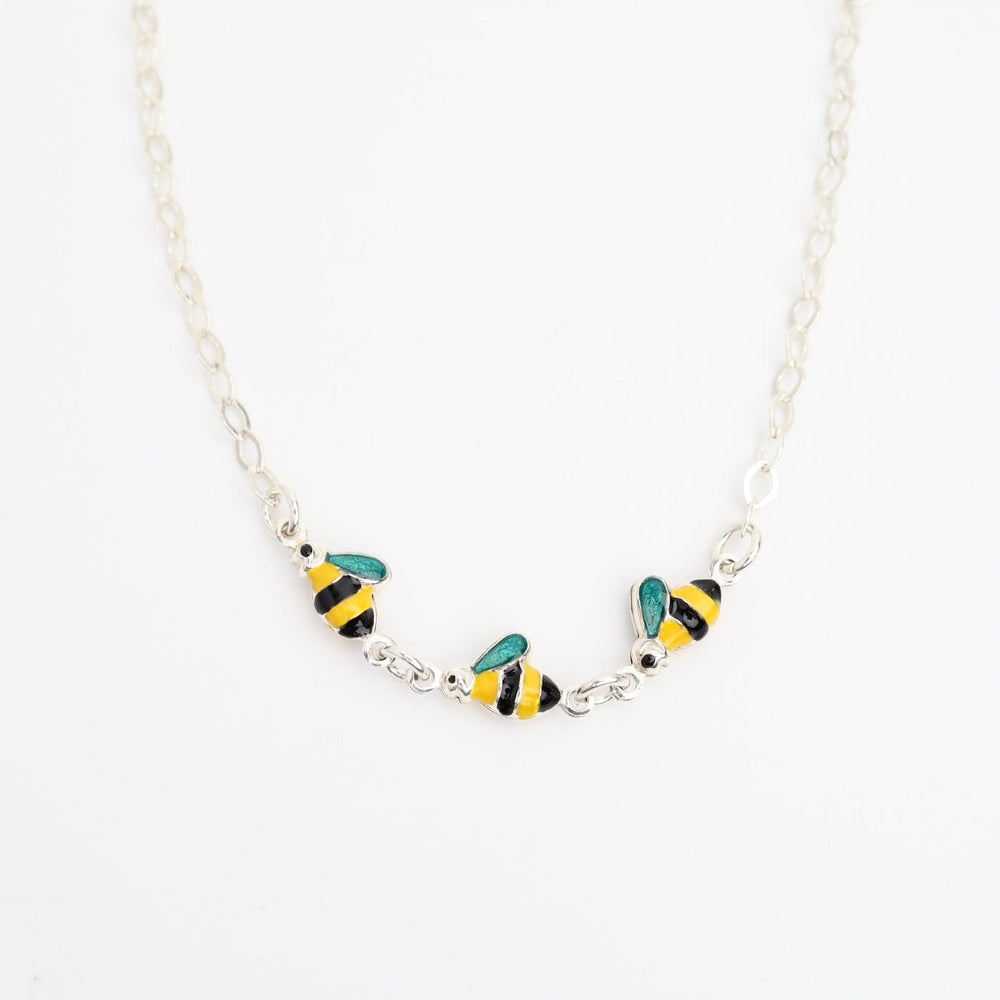 NKL Sterling Silver Necklace with Enamel Bees