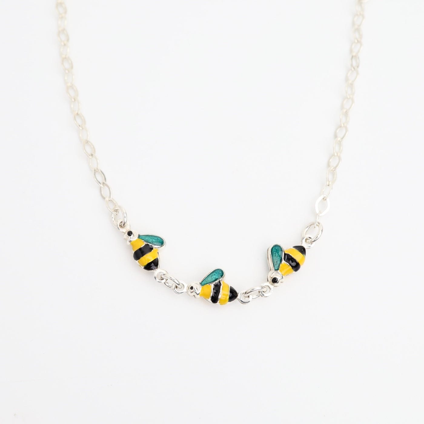 NKL Sterling Silver Necklace with Enamel Bees