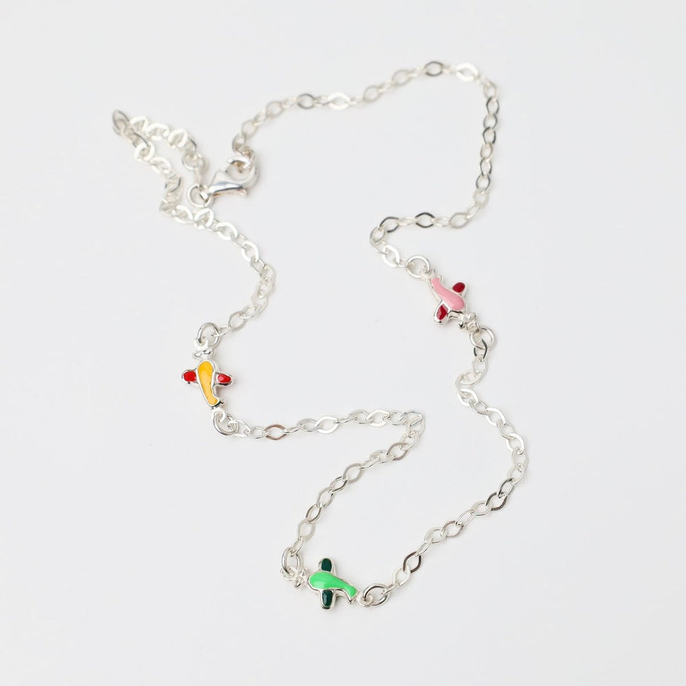 
                  
                    NKL Sterling Silver Necklace with Enamel Planes
                  
                