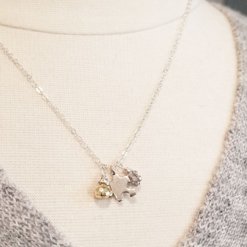 
                      
                        NKL Sterling Silver Puzzle & Stone Charm Necklace
                      
                    