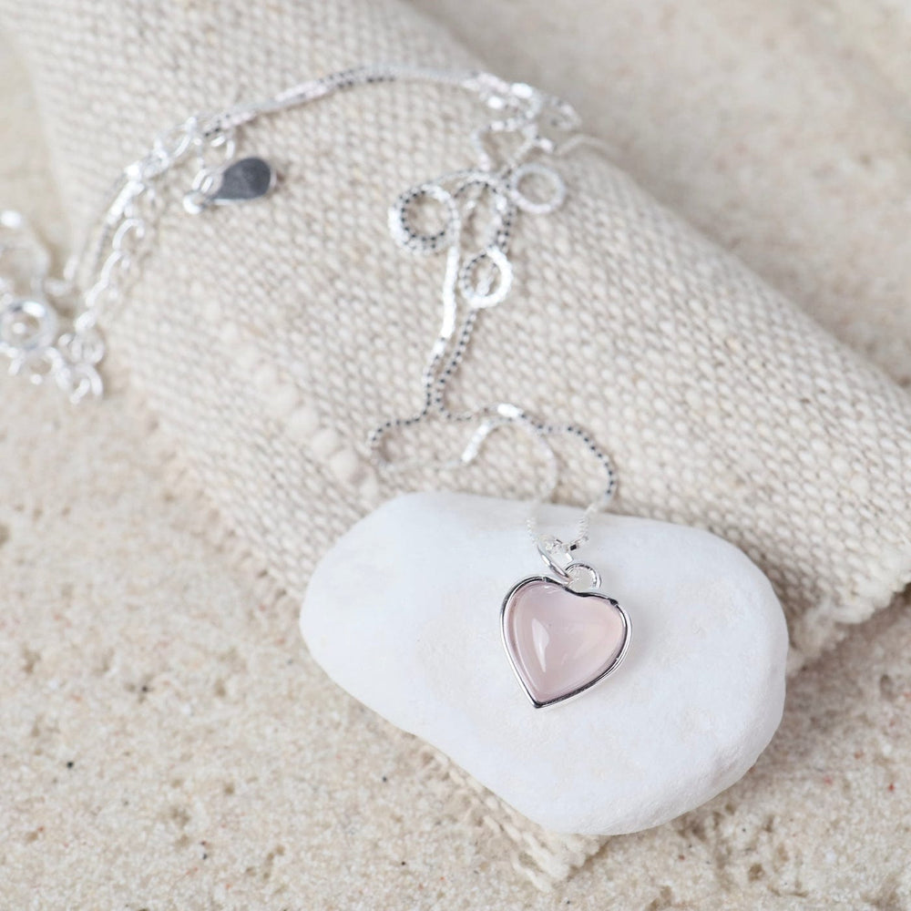 
                  
                    NKL Sterling Silver Rose Quartz Heart on Fine Box Chain Necklace
                  
                