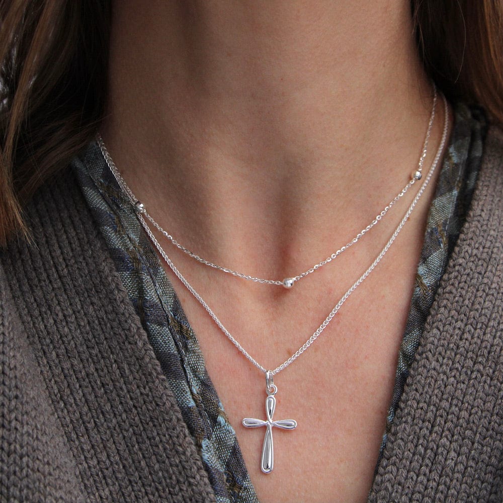 
                  
                    NKL Sterling Silver Rounded Cross Necklace
                  
                