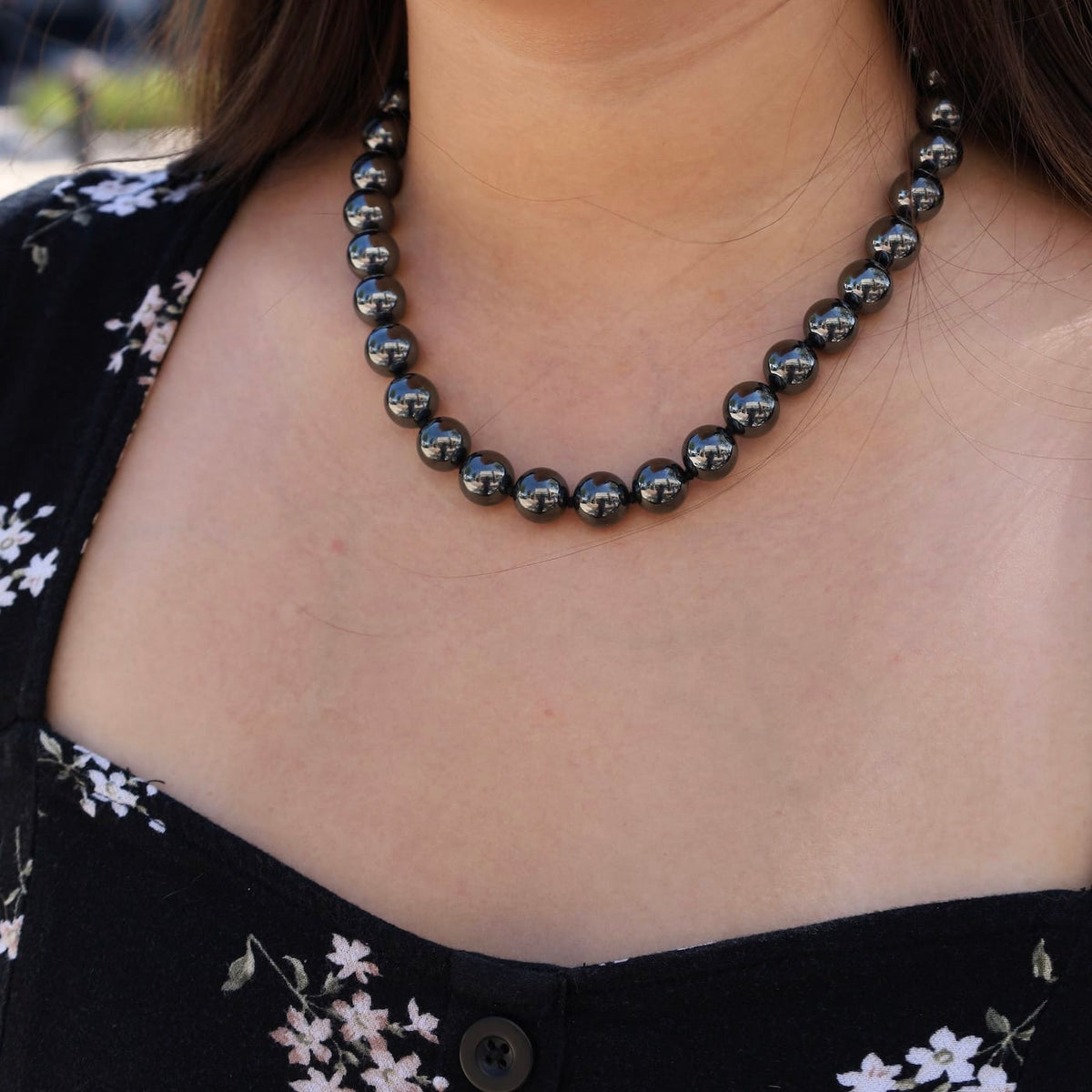 NKL Sterling Silver Short Hematite Necklace