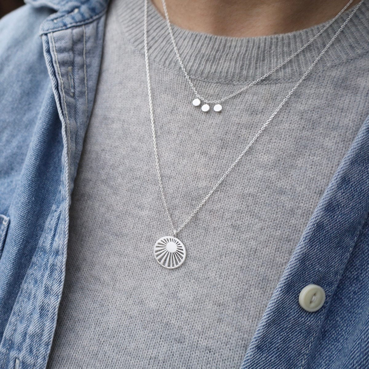 NKL Sterling Silver Three Dots Necklace
