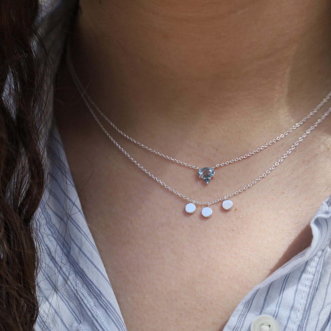 NKL Sterling Silver Three Dots Necklace