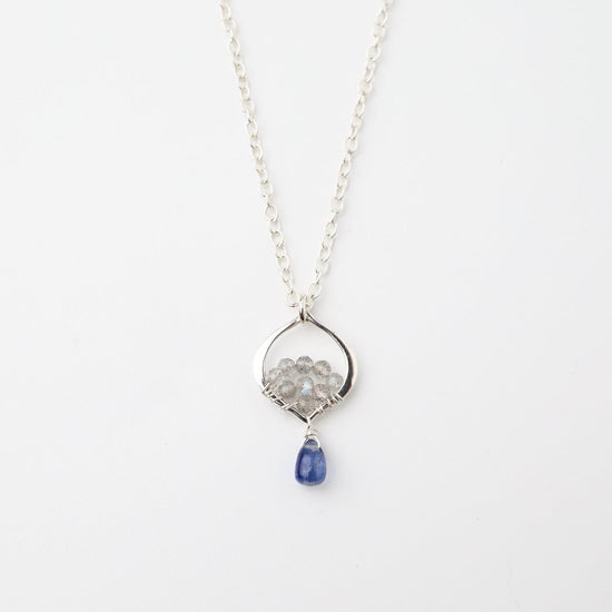 NKL Sterling Silver Tiny Arabesque with Kyanite & Labradorite Necklace
