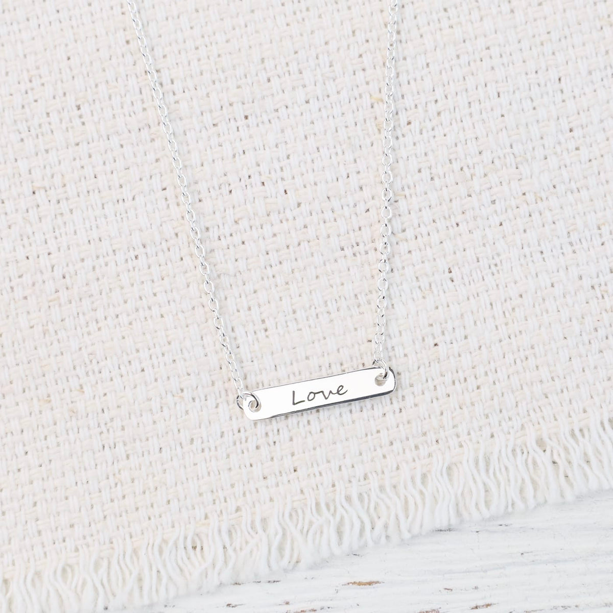 NKL Sterling Silver Tiny Love Plate Necklace