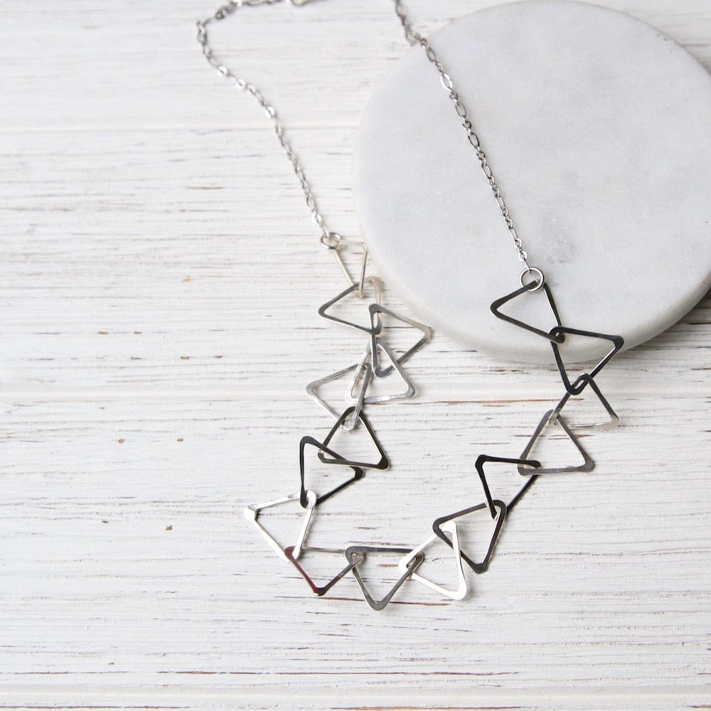 Load image into Gallery viewer, NKL Sterling Silver Triangle Link Necklace
