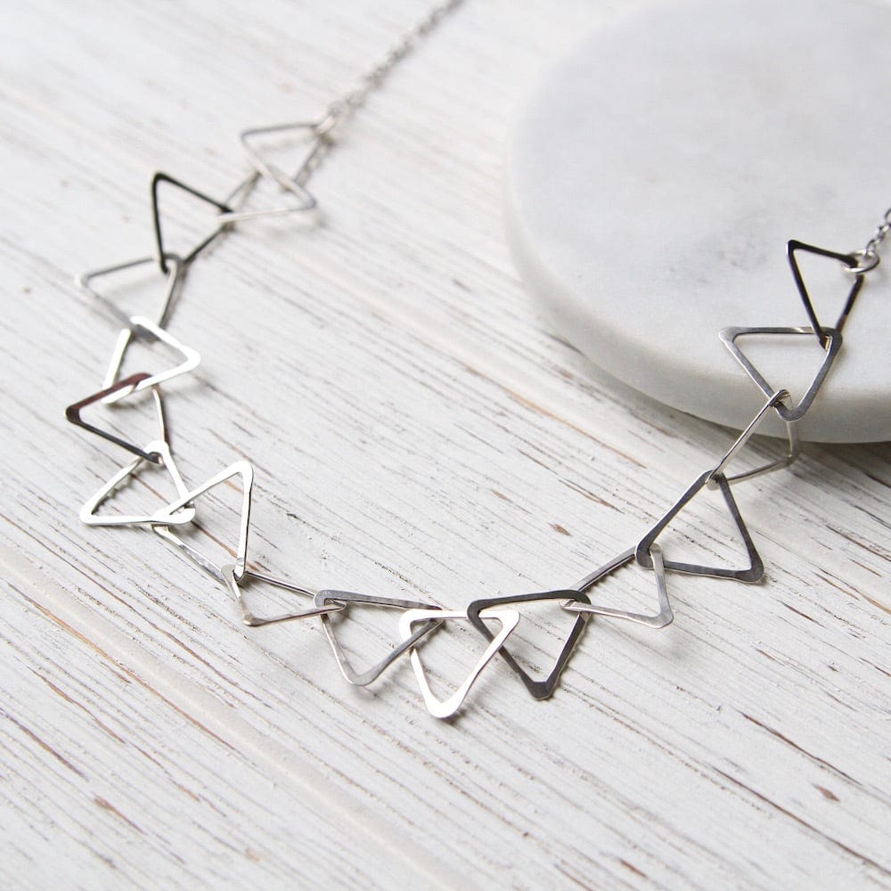 NKL Sterling Silver Triangle Link Necklace