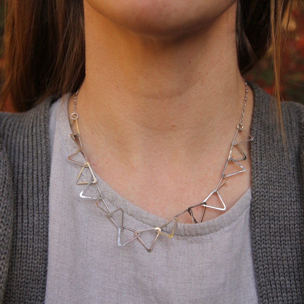 NKL Sterling Silver Triangle Link Necklace