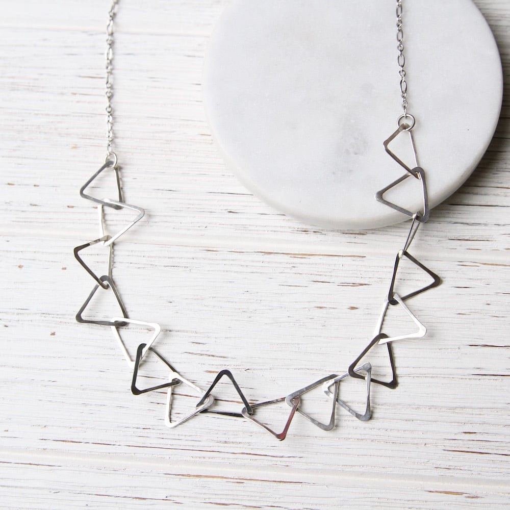 NKL Sterling Silver Triangle Link Necklace