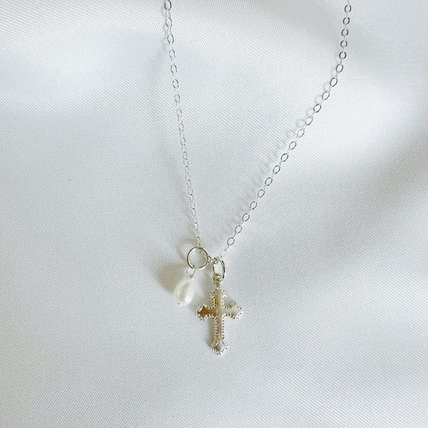 NKL Sterling Silver Truly Bless Charm Cross Necklace
