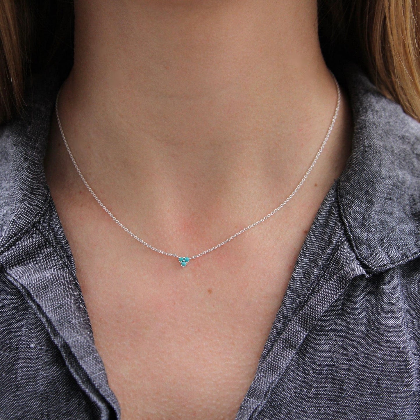 NKL Sterling Silver Turquoise Trio Necklace