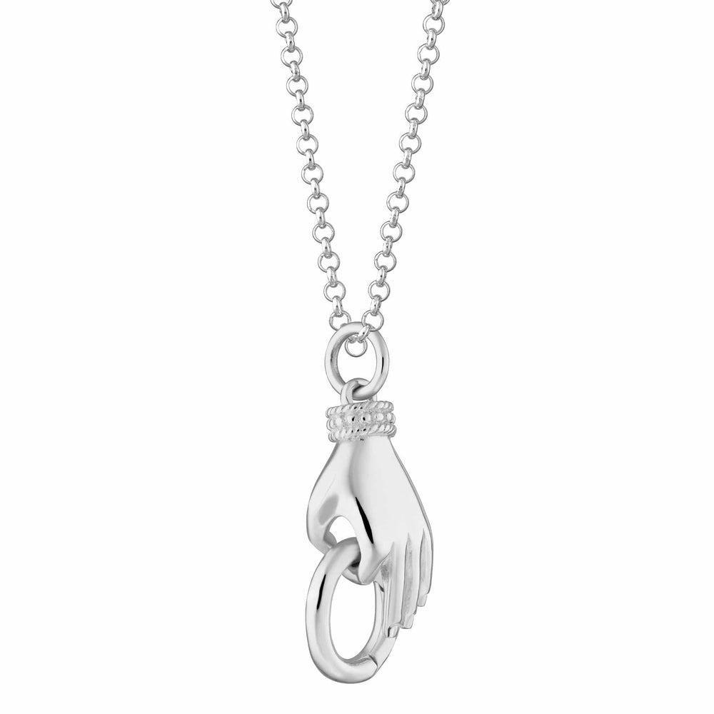 NKL Sterling Silver Vintage Hand Charm Collector Necklace