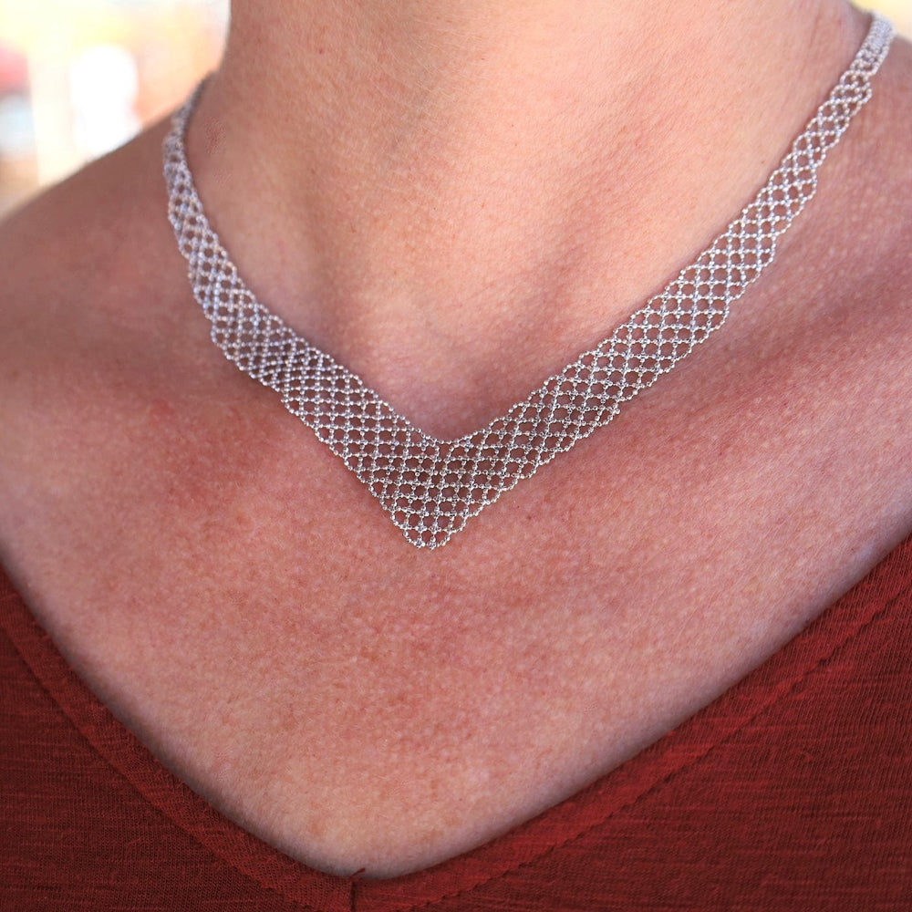 NKL Sterling Small Woven Chevron Necklace