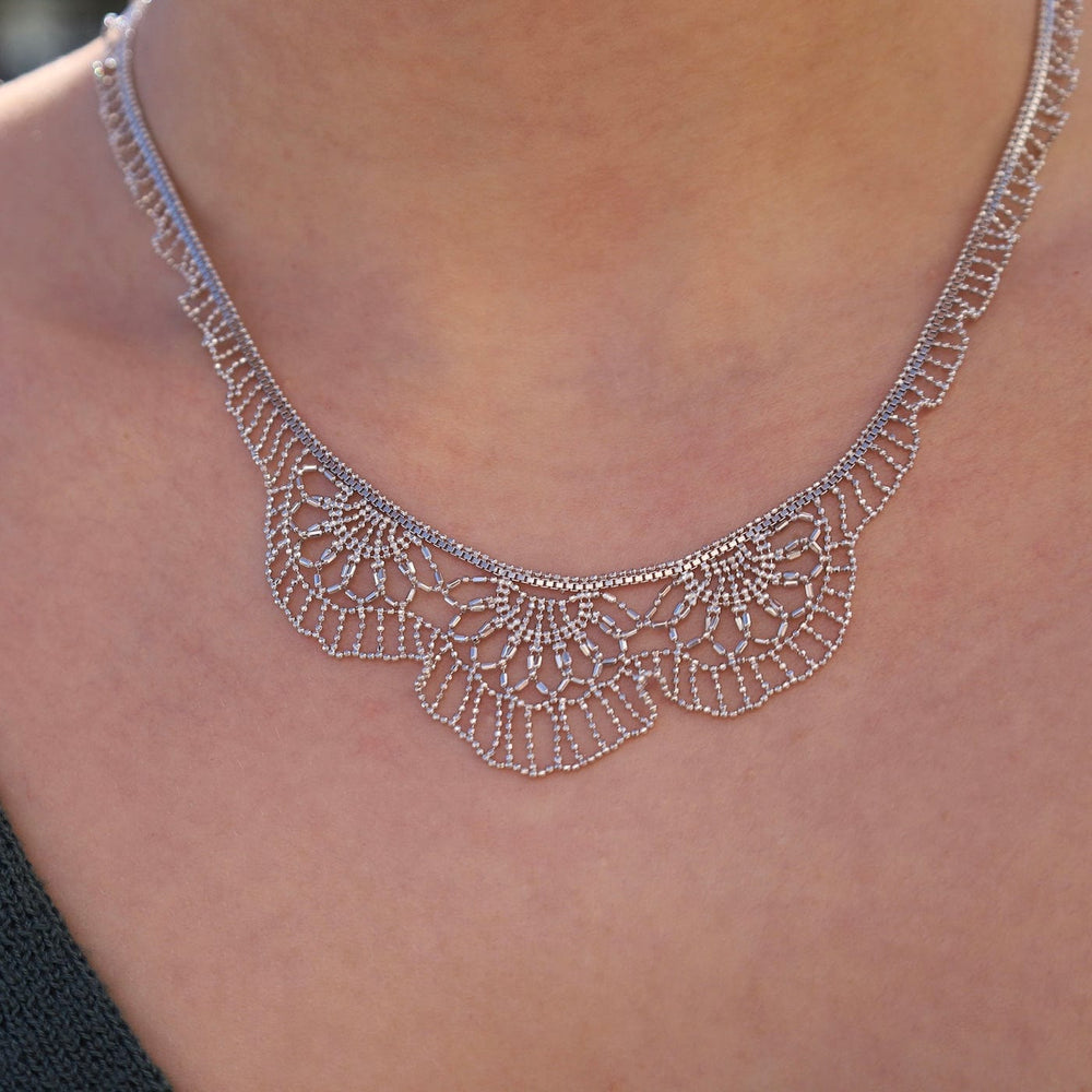 NKL Sterling Triple Floral Lace Necklace