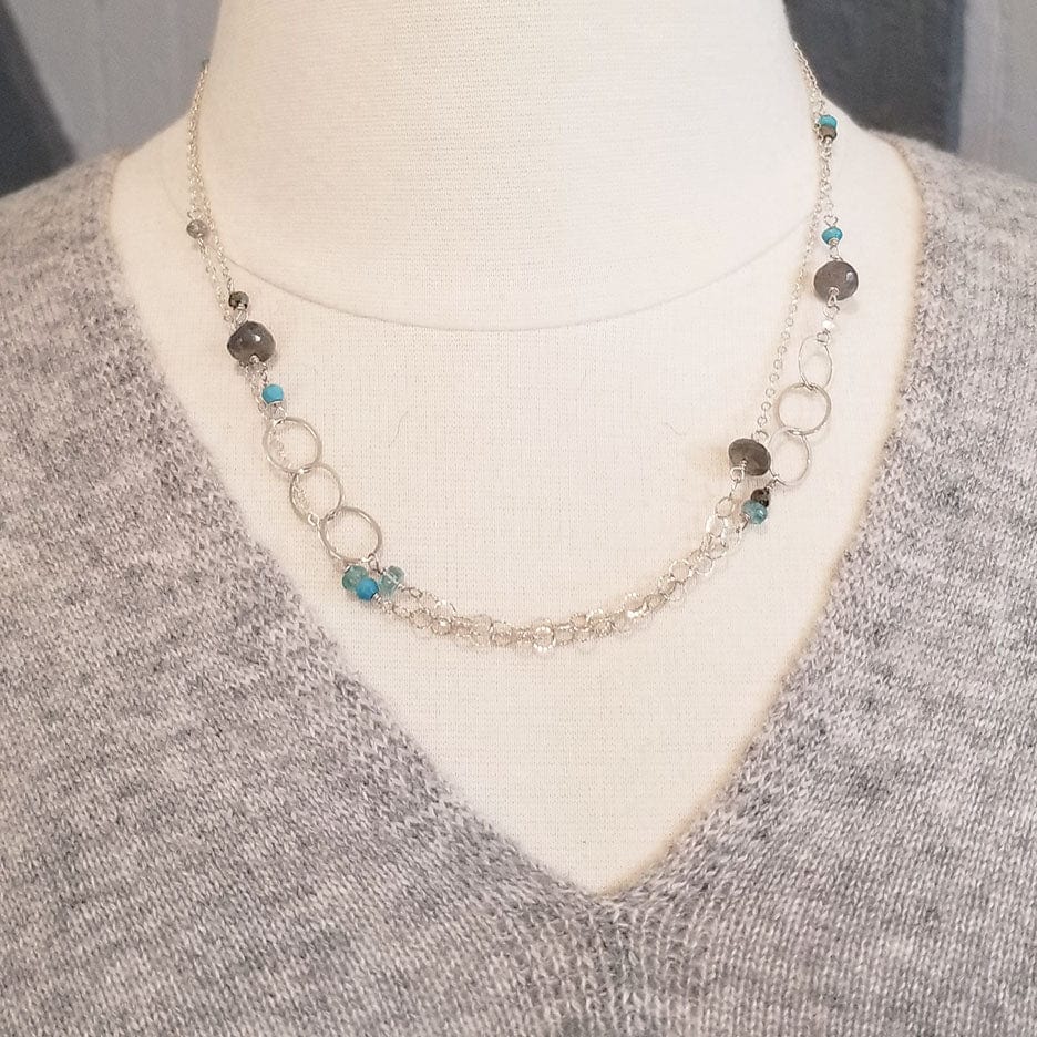 NKL Stone Mix Long Chain Necklace