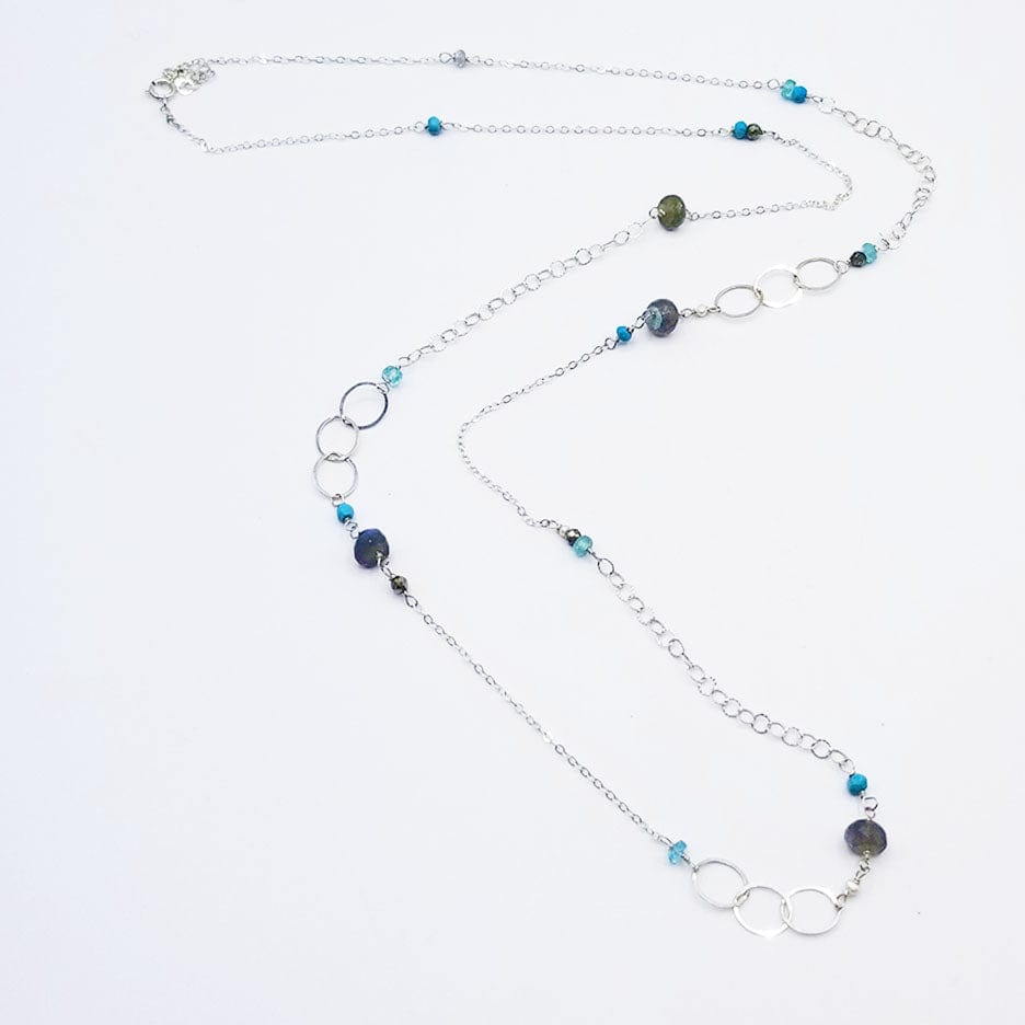 NKL Stone Mix Long Chain Necklace