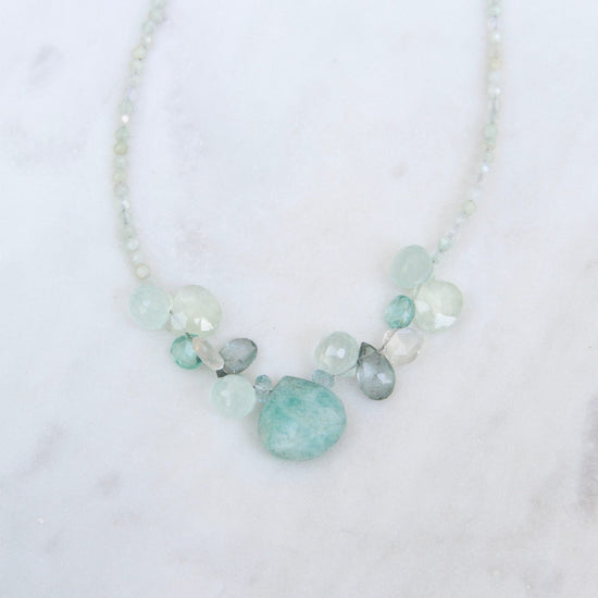 Load image into Gallery viewer, NKL Strung Chalcedony with Amazonite Necklace
