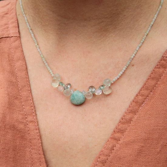 NKL Strung Chalcedony with Amazonite Necklace