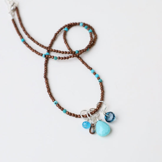 NKL Strung Hematite & Turquoise Cluster Necklace