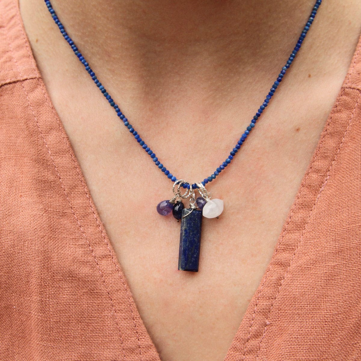 NKL Strung Lapis Lazuli with Floaters Necklace