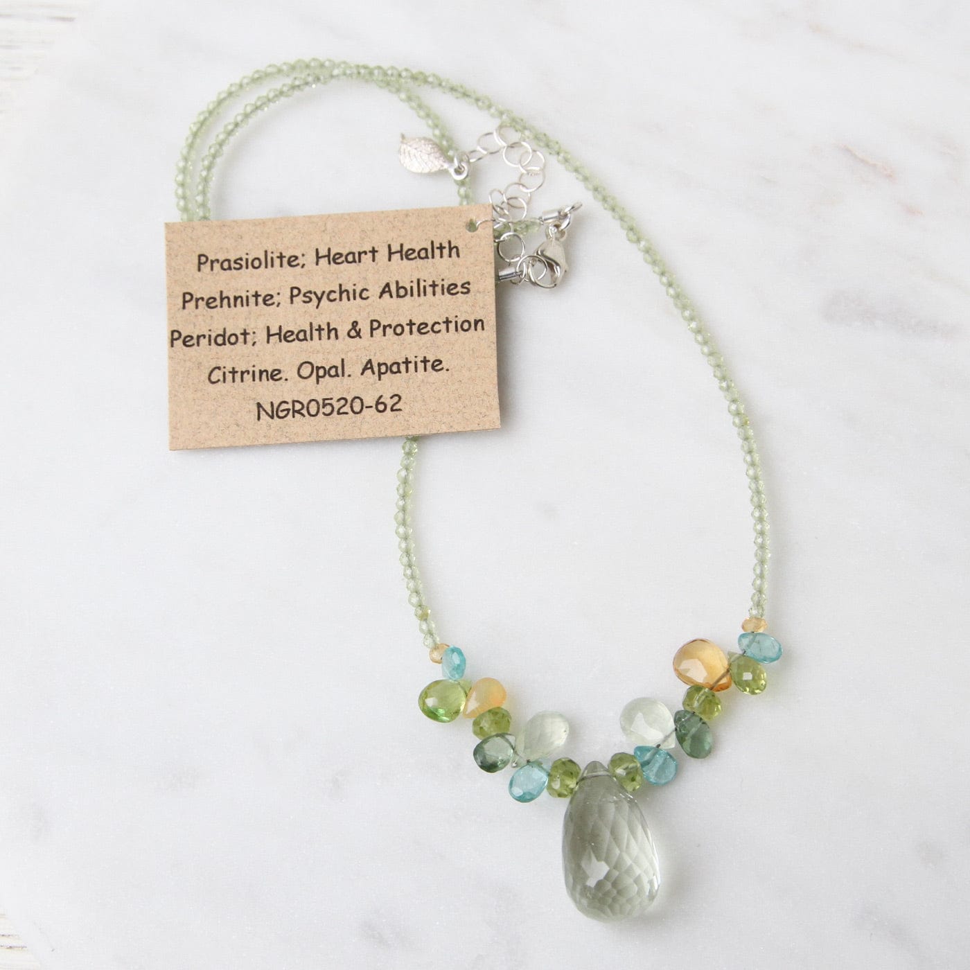 NKL Strung Peridot with Prasiolite Tear Drop Necklace