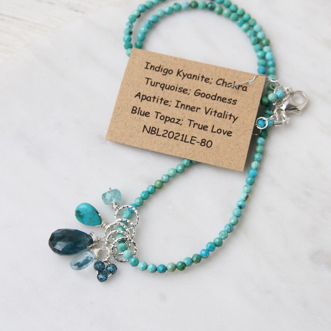 Load image into Gallery viewer, NKL Strung Turquoise with Slate Blue Quartz Neckalce

