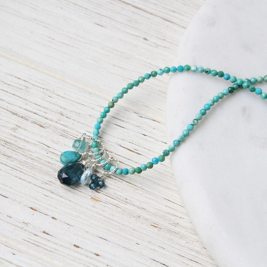 NKL Strung Turquoise with Slate Blue Quartz Neckalce