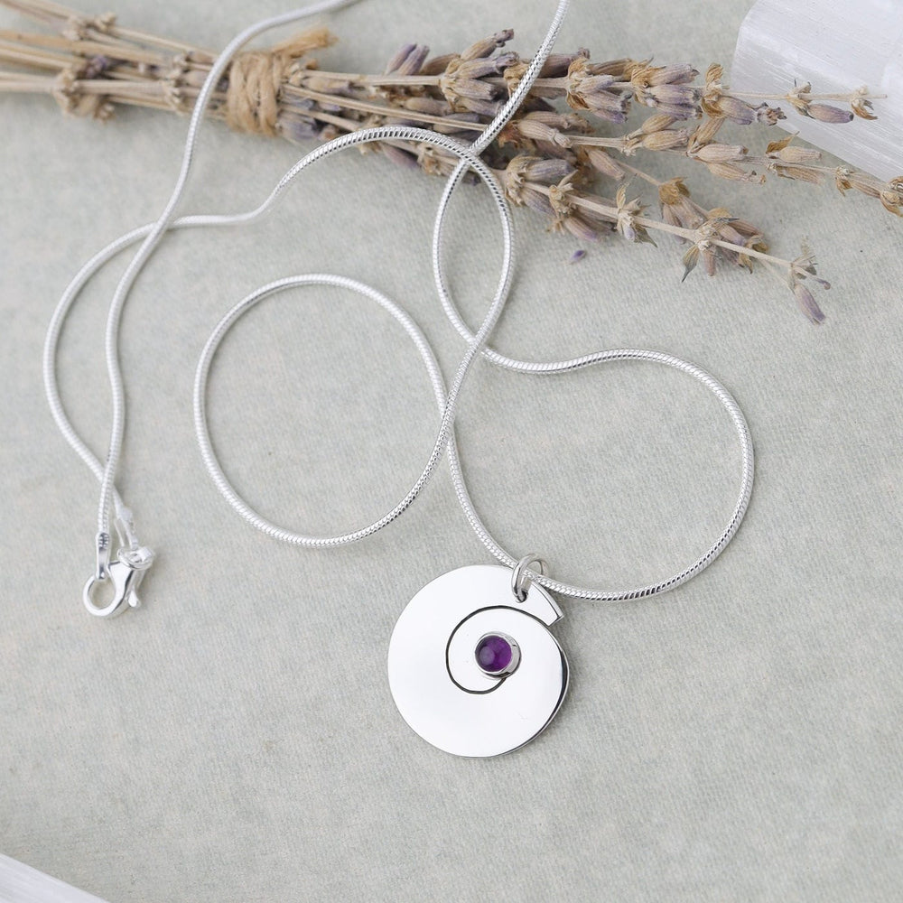 
                      
                        NKL Swirl Pendant with Amethyst
                      
                    