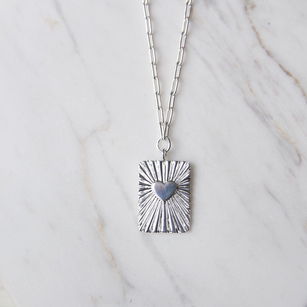 NKL Tablet with Heart & Rays Pendant on Parallel Chain