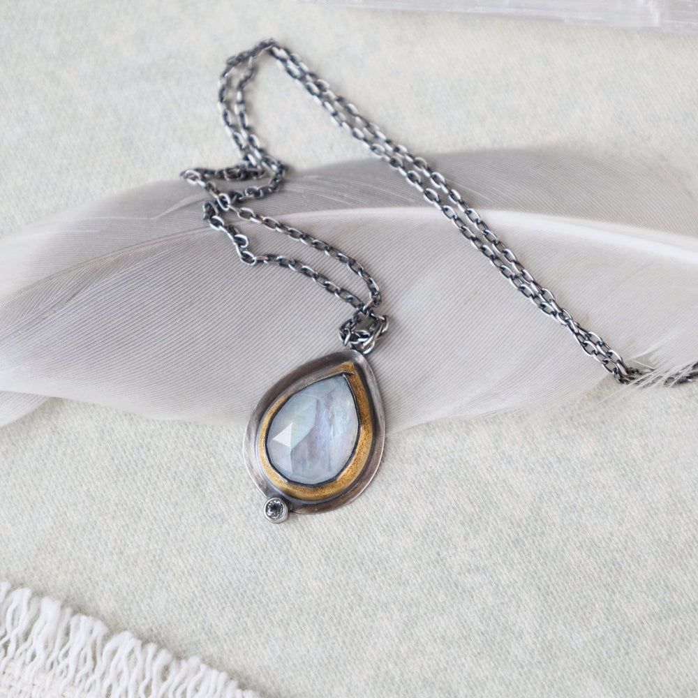 
                      
                        NKL Teardrop Rim Necklace in Moonstone
                      
                    