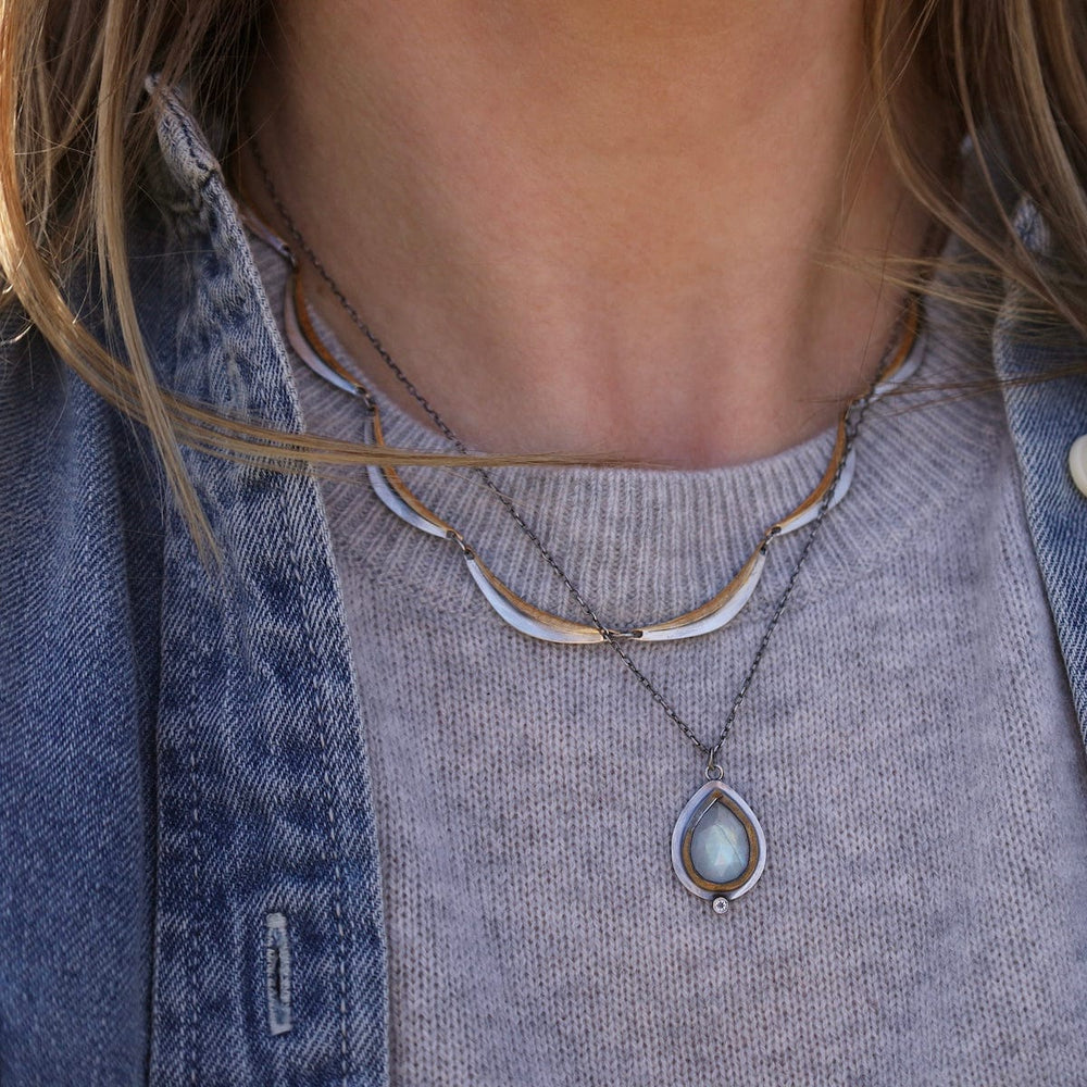 
                      
                        NKL Teardrop Rim Necklace in Moonstone
                      
                    