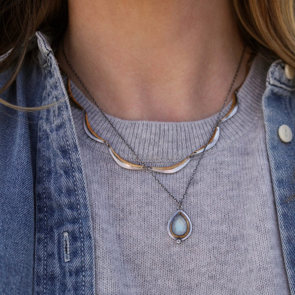 
                      
                        NKL Teardrop Rim Necklace in Moonstone
                      
                    